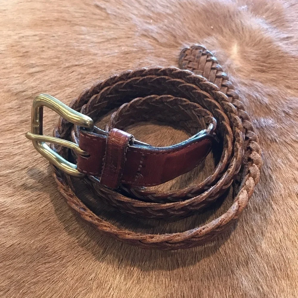 Land's End genuine leather cognac brown belt